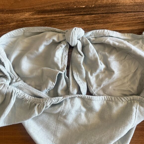 NWT Abercrombie & Fitch Green Linen Tie Front Crop Top Women's Small - Picture 10 of 16
